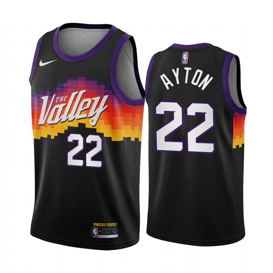Men Phoenix Suns #22 deandre ayton black city edition the valley 2020 nba jersey